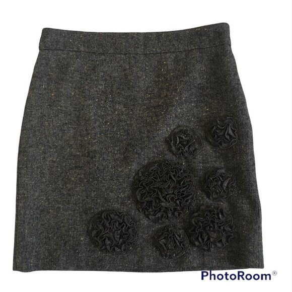 LOFT Speckled Brown Wool Blend Mini Skirt Size 00P - Picture 1 of 8